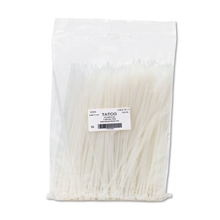 Tatco Products Cable Tie, 11 in L, Natural, Nylon, 50 lb Strength, 500 PK 22300